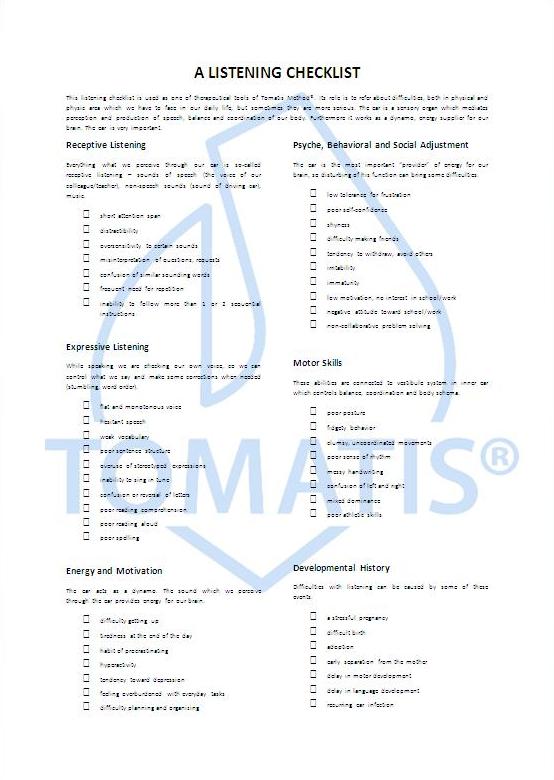 Listening checklist